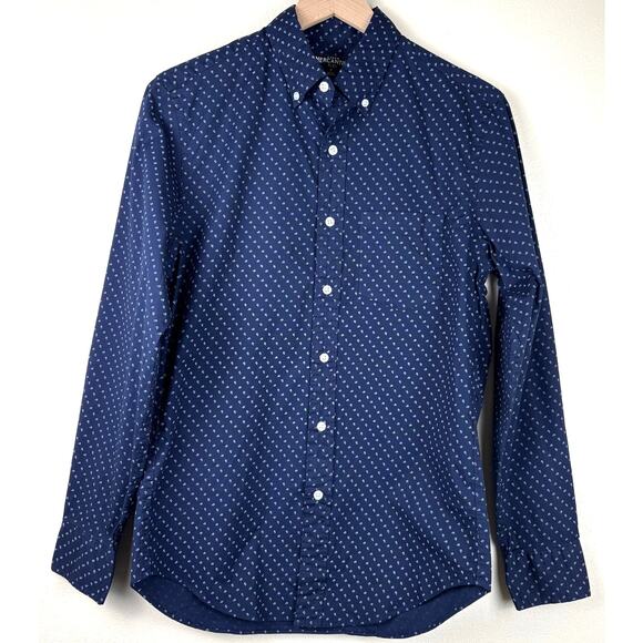 NWOT J.Crew Mercantile Flex Printed Button-Up Shirt Size Small in Blue - Picture 1 of 6